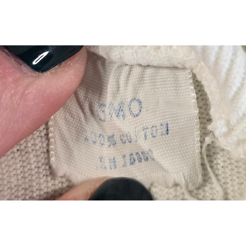 Vintage 60s 70s Baby Knit Romper Blue White Bunny Rabbit Embroidered 0-3m - Picture 5 of 9